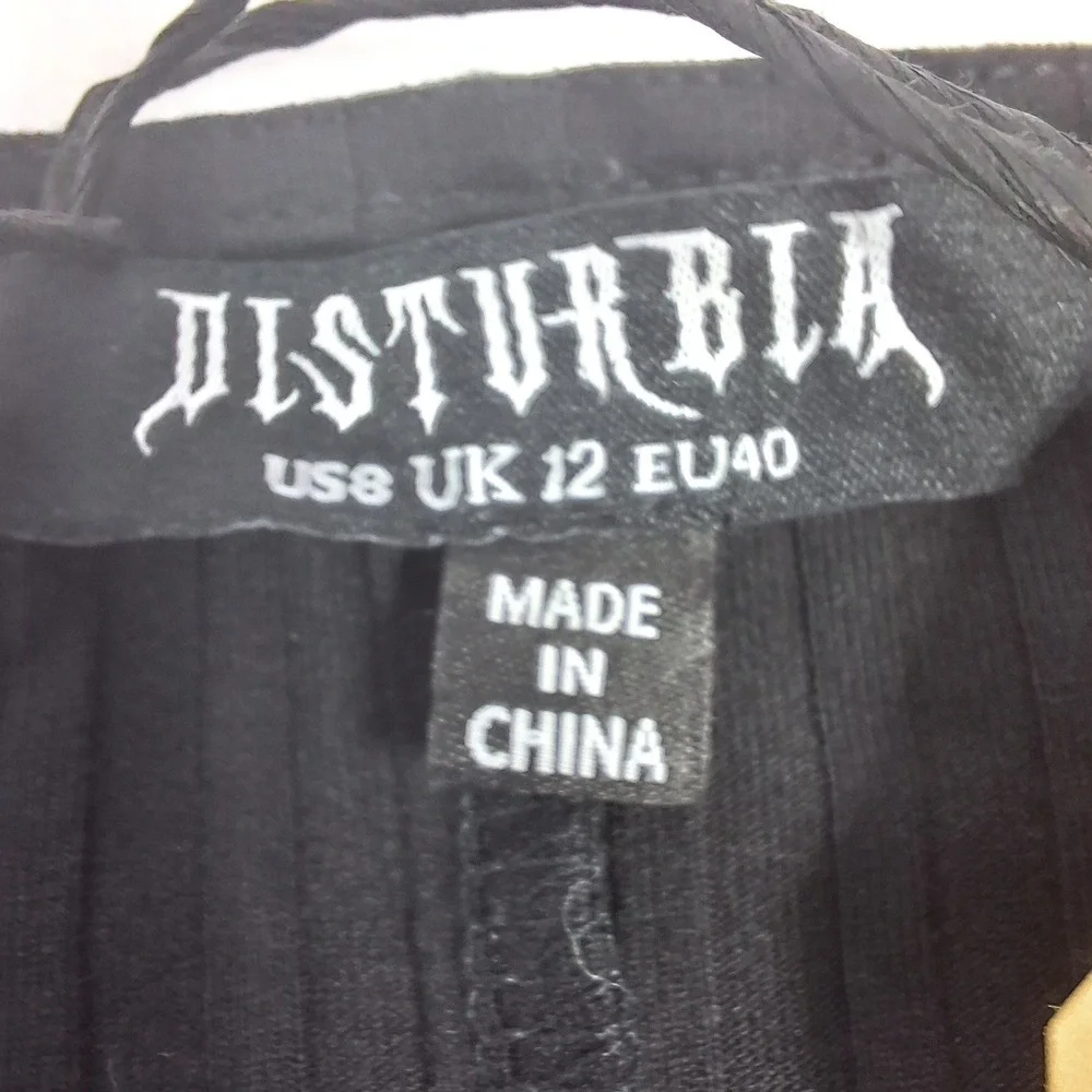 Disturbia Eastwick Cut Out Mini Dress Womens Size 8 Black Ribbed Gothic Alt